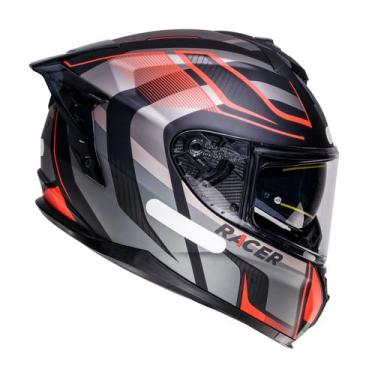 Imagem de Capacete Racer1 Rc2 Start Spirit Preto Cinza Vermelho, M (57/58)