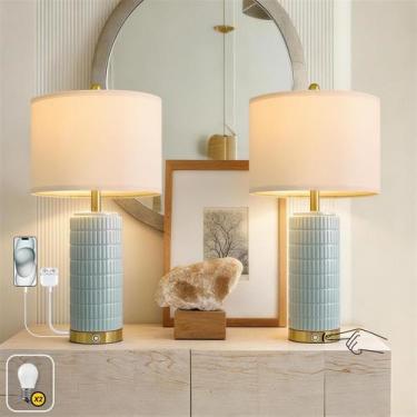 Imagem de Conjunto de 2 Abajures PoKat de 25" com 2 Portas USB e Dimmer
