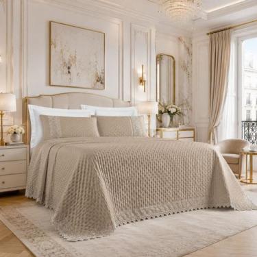 Imagem de Cobre Leito London 100%algodão Casal King Luxo Conforto COR:CAQUI - De