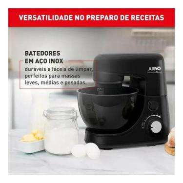Imagem de Batedeira Planetária Arno Nova Deluxe SX34 Preta 127V 600W, Preto, 110