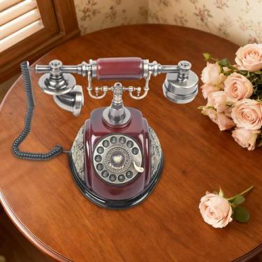 Imagem de Telefone Fixo DHBREK 25,5  16,5  21 cm Marrom com Disco Giratório