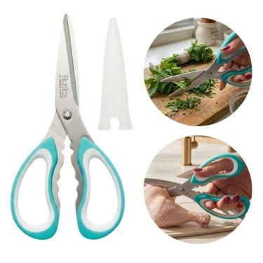 Imagem de Tesoura de Cozinha BA40045 Multifuncional Aço Inoxidável Bordas Serrilhadas Aves Nozes Ervas Verde Baker's Secret