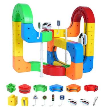 Imagem de Conjunto de Trem Elétrico CROTDRM Pista Infinita 3D 80 Peças