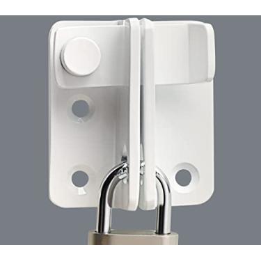 Imagem de Alise Fechadura de porta de celeiro trava de porta de celeiro para armário de jardim garagem gaiola de cachorro de estimação de aço inoxidável, branco, tamanho G