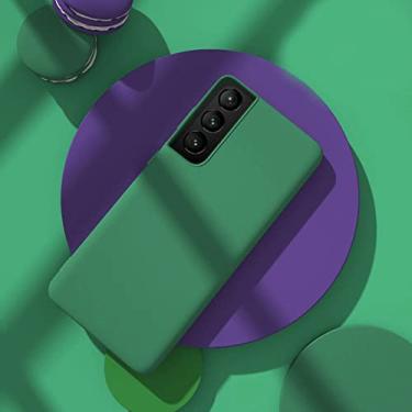 Imagem de Capa de telefone de silicone líquido para samsung galaxy s8 s9 s10 s10e s20 s21 plus 5g fe capa protetora macia ultra à prova de choque, verde escuro, para galaxy s21 plus
