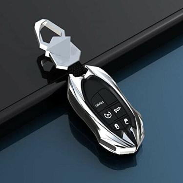 Imagem de SELIYA Capa para chave de carro com 5 botões, adequada para Jeep Cherokee Dodge Charger Chrysler Car Key Case, prata