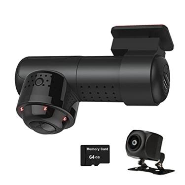 Imagem de XRC TRCH L9 Mini câmera panorâmica oculta 360 graus olho de peixe para carro com visão noturna infravermelha WiFi, monitor de estacionamento WDR lente dupla frontal e traseira para táxi