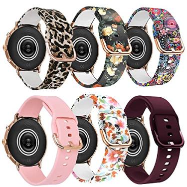Imagem de ViCRiOR Pulseiras compatíveis com relógio inteligente feminino Fossil Gen 5 Julianna 2019 lançado em 2019, de silicone macio, estampa floral, estampa floral para Fossil Gen 5 Carlyle