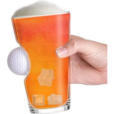 Imagem de Copo de cerveja com bola de golfe incrustada, copo de golfe para homens, presentes de golfe para homens, 473 ml