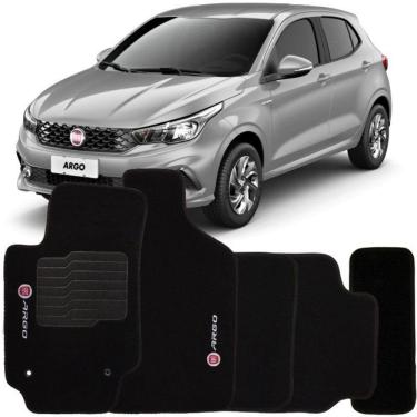 Imagem de Jogo de Tapete Automotivo Carpete Fiat Argo 2017 à 2019 Soft Logo Bordado Preto 5 Peças