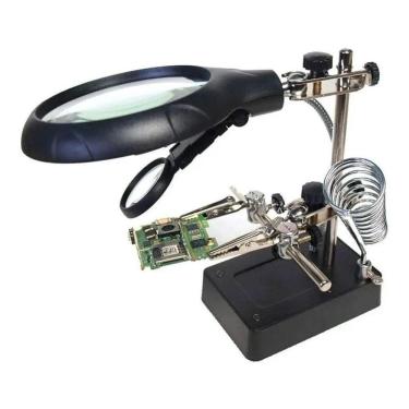 Imagem de Lupa De Mesa E Bancada Com Luminária E Clip - Fd-005