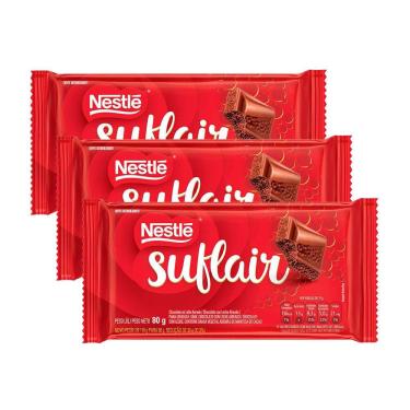 Imagem de Chocolate Nestlé Suflair Ao Leite 80g | Kit com três unidades
