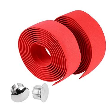 Imagem de envoltório de fita de barra de bicicleta macia com 2 plugues de barra para ciclismo de turismo e corrida de estrada 2 peças por conjunto(Red), Bandagem de fita de guidão de bicicleta,