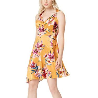 Imagem de bar III Womens Asymmetrical Fit & Flare Dress, Yellow, 8