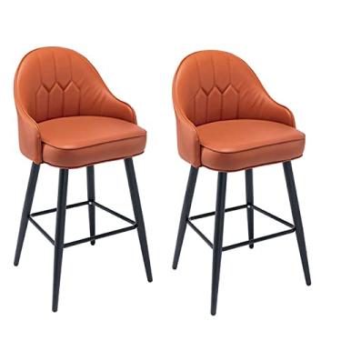 Imagem de Bancos De Bar De Altura Da Cozinha Janeta De 2 Com Costas, Cadeiras De Bar De Jantar Em Casa, Pu Coloque Em Couro Black Chrome Seat Estofado, Para Pubs, Balcão, Ilha Da Cozinha, Sala De Jantar