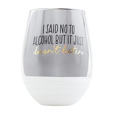 Imagem de Mud Pie Conjunto de copo de vinho e refrigerador de bebida, I Said No, saco 8,9 cm x 6,3 cm