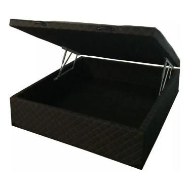 Imagem de Cama Box Baú Casal com 48cm de altura total - 30cm de profundidade no tecido bordado preto