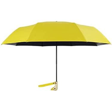 Imagem de KRASS Guarda-chuva de golfe de madeira com alça de cabeça de pato guarda-chuva UV 50+ sombra chuva ou brilho guarda-chuva dobrável de viagem animal guarda-chuva portátil guarda-chuva dobrável, amarelo, M, colecionador88