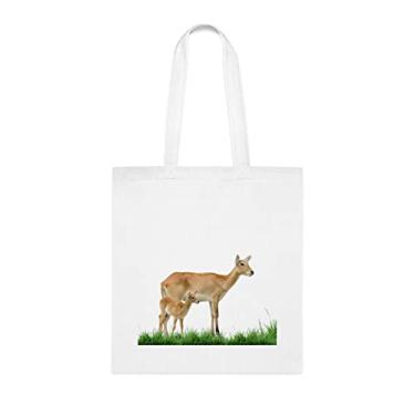Imagem de Sacola Isolada Lechwe Vermelha, Presente Engraçado, Bolsa de Ombro, Sacolas Reutilizáveis, Cesta de Aniversário de Natal, Branco