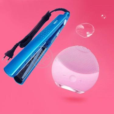 Imagem de Kit 1 Prancha Nanotitanium + 1 Esponja Facial Rosa Bebê Nº29