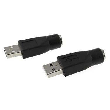 Imagem de DGZZI Adaptador USB para PS2 2 peças preto PS/2 fêmea para USB macho conversor adaptador para mouse e teclado