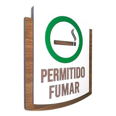 Imagem de Placa De Sinalização | Permitido Fumar - MDF 15x13cm