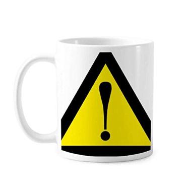 Imagem de Símbolo de aviso amarelo preto triângulo caneca cerâmica xícara de porcelana café louça