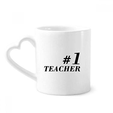 Imagem de Número 1 Caneca com citação de professor estudante café cerâmica copo de coração de vidro