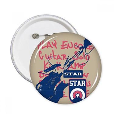 Imagem de Instrumento musical de guitarra com padrão de rabisco, alfinetes redondos, emblema, acessório, decoração, 5 peças