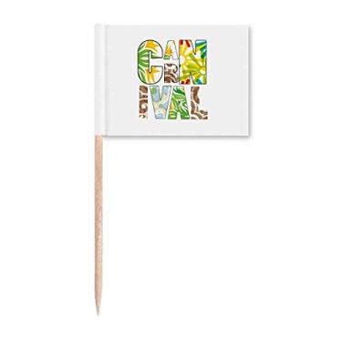 Imagem de Marcador de palito de dente com sobreposição de carnaval de floresta tropical para decoração de festa