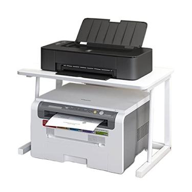 Imagem de KIZQYN Suporte de impressora Rack de impressora de camada dupla copiadora de arquivos suporte de prateleira de armazenamento multicamadas de escritório Impressora de mesa (cor: latão, tamanho: 57x37.2x37.5cm)