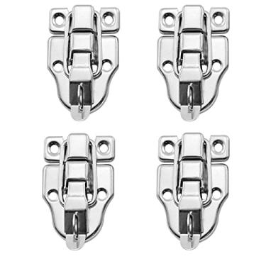 Imagem de GDQLCNXB Caixa de madeira caixa de ferramentas armário de metal com trava de mola trava de trava (pacote com 4)