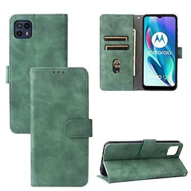 Imagem de HONGYAN Capa de telefone Para Motorola Moto G50 5g de cor sólida com fivela magnética fivela horizontal textura da panturrilha PU Caixa de couro PU com suporte e slots de cartão e carteira Capa prote