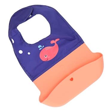 Imagem de Babador de bebê de Silicone, Babador de Retalhos à Prova d'água Com Bolsa à Prova de Derramamento para Restaurante para Casa (Laranja Baleia)