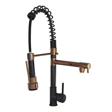 Imagem de Torneira Cozinha Gourmet Monocomando Rose Gold/Preta 50cm