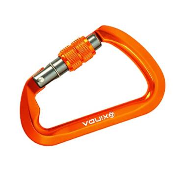 Imagem de Kokiya Mosquetão 30kN, Liga de Alumínio em Forma de D Resistente, Mosquetões Gancho para Rapel Mochila Acessórios Ao Ar Livre Rede de Acampamento Viagem, Bloqueio de parafuso de cor laranja