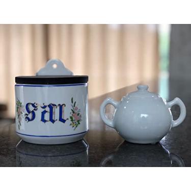 Imagem de Kit Saleiro Parede 800GR e Açucareiro Chaleira 250ML - Porcelana