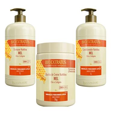Imagem de Mel Bio Extratus Repara Danos Profundos Kit Shampoo + Condicionador 1L + Banho de Creme 1kg