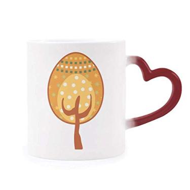 Imagem de Caneca Sensível ao Calor de Árvore de Ovo Amarelo Festival de Páscoa Copo de Grés Mudança de Cor Vermelha Canecas Xícara
