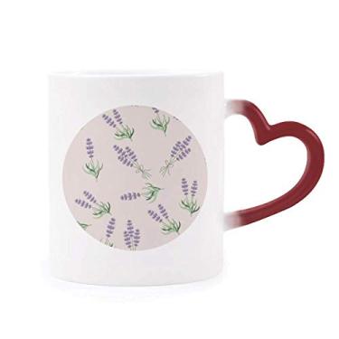 Imagem de Caneca de flor azul lavanda laço flor planta sensível ao calor copo grés muda de cor vermelha