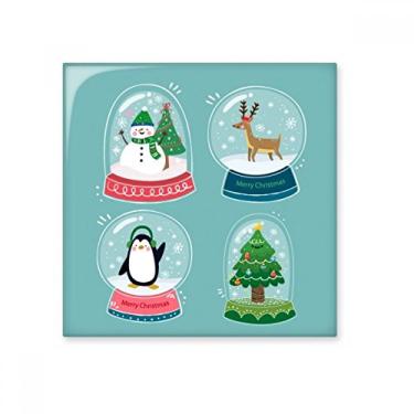 Imagem de Feliz Natal boneco de neve árvore de presente cerâmica azulejo brilhante decalque pedra adornada tijolo vitrificado