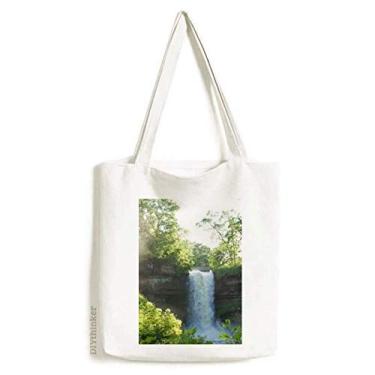 Imagem de Bolsa de lona com paisagem florestal natural Waterfall Science