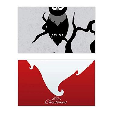 Imagem de Árvore de coruja, noite, Halloween, feriado, cartão de felicitações, mensagem de Natal