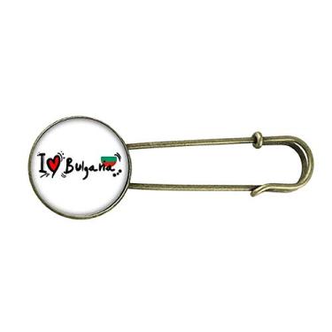 Imagem de I Love Bulgana Bandeira da Palavra Love Heart Ilustration Broche de Metal Retrô Joia