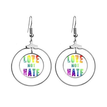 Imagem de Brincos com bandeira lésbica gay arco-íris LGBT com pingente de argola