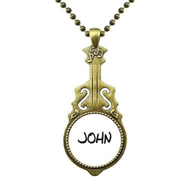 Imagem de DIYthinker Colar John com escrita especial e nome inglês, pingente de música de guitarra antiga