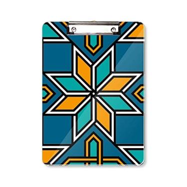 Imagem de Bloco de notas azul laranja Marrocos flor abstrata pasta bloco de notas placa de apoio A4