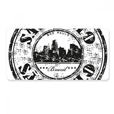 Imagem de DIYthinker Etiqueta de aço inoxidável para decoração de placa de licença com elemento cultural do Brasil, slogan de pintura