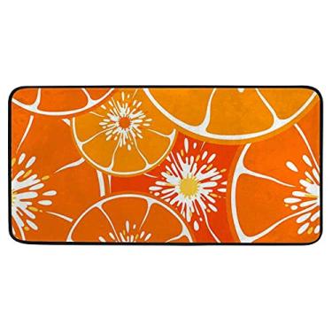 Imagem de Tapete de cozinha absorvente confortável tapete macio laranja para corredor, banheiro, quarto, 99 x 50 cm