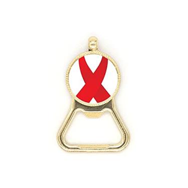 Imagem de Chaveiro de aço inoxidável com fita vermelha de conscientização sobre HIV World AIDS Day abridor de garrafas de cerveja